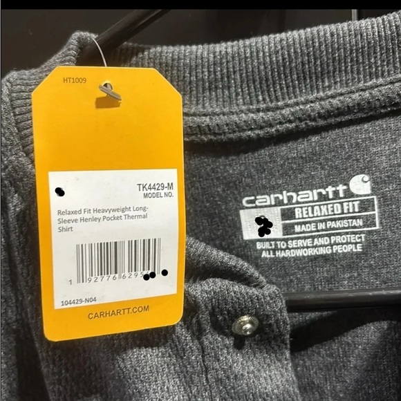 Carhartt Relaxed Fit Henley, Heavyweight thermal,chest pocket,snaps, long sleeve - Picture 7 of 9